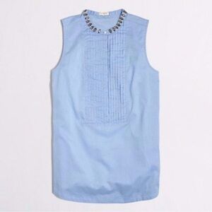 J.Crew Sleeveless Light Blue Top with Embellished Collar